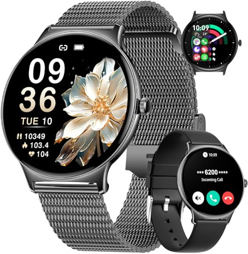 LIGE Smartwatch Donna, 1,43 AMOLED Smartwatch Orologio Fitness 2 Cinturini,Chiamata Bluetooth,100+ Modalità Sportive,24H Cardiofrequenzimetro,Monitoraggio Sonno,IP68 Impermeabile,Android iOS,Nero