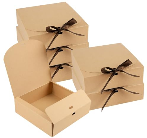 10 Stück Kraftpapier Geschenkkarton mit Deckel 16×16×5 cm, Minimalistisch