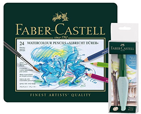 Faber-Castell 117536 - Aquarellstifte Albrecht Dürer, 36er Metalletui (24er Metalletui + Brush Pen)