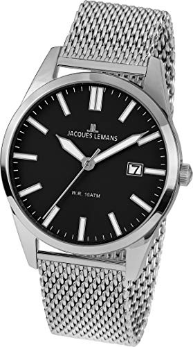 JACQUES LEMANS Herrenuhr Metallband massiv Edelstahl 1-2002K