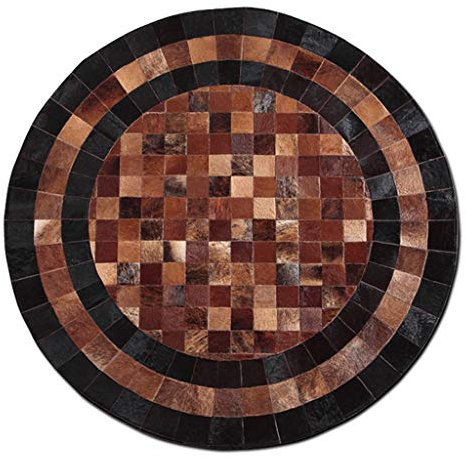 Große Runde Schwarz und Braun Kuhfell Teppiche Patchwork kuhfell Decke Deko Kuhhaut Teppiche for Wohnzimmer Schlafzimmer Kinder-Zimmer Modern Design Home Decor