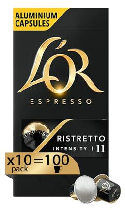 L'Or - Capsule Caffè Espresso Ristretto - 100 Capsule in Alluminio - Intensità 11 - Compatibili con Macchine Nespresso®* original - 10 pacchetti da 10 capsule