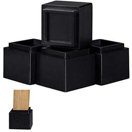 Relaxdays Möbelerhöher 4er Set, Erhöhung um 8,5 cm, für Tische, schwarz | Stühle und andere Möbel, HxBxT 10x11,5x11,5 cm