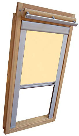 Verdunkelungsrollo Rollo für VELUX Dachfenster TYP GGL/GPL - 606 oder S06 - Farbe hellgelb-creme - mit Aluminium Seitenschienen - KLICK Montage