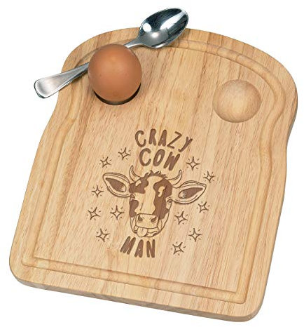 Fou Vache Homme Stars Petit Déjeuner Fofolle Coquetier Board en Bois
