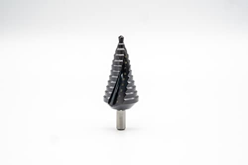 BAER HSS-TiAlN Stufenbohrer 6-38 mm (12 Stufen) - Konusbohrer - Schälbohrer - Lochbohrer - Baustähle, CrNi-Stähle, NE-Metalle und Edelstähle bis 6 mm Stärke