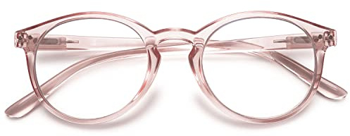 KOOSUFA Mode Anti Blaulicht Lesebrille Runde Federscharnier Damen Herren | Blaulichtschutz, Komfort, Modern Retro-Optik, Vollrand, PC-Rahmen, Harzlinsen, Mehrere Farboptionen, 0.0 bis 4.0x