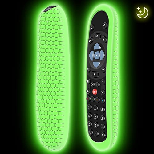Schutzhülle für Sky Q Fernbedienung EC101/Non-Touch/Touch Original Smart TV Ersatz Fernbedienungen Silikon Hülle Cover Case Anti-Rutsch für Sky Q/Silber/Mini Box/Sky Glass Remote (Glow Green)