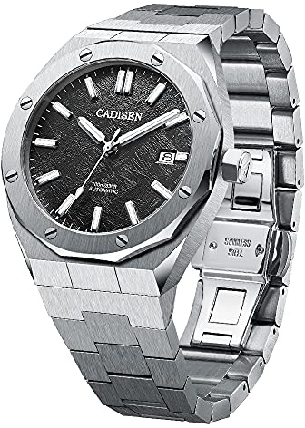 CADISEN Herren Automatik-Uhr Armbanduhr Automatikwerk mit Edelstahlband…