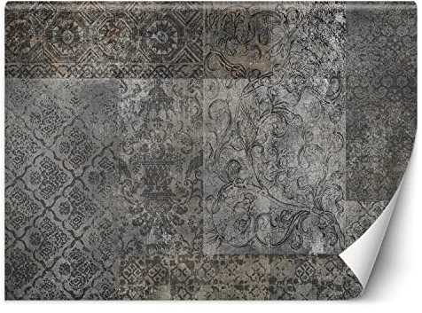 Feeby Carta Da Parati Sulla Fliselina Arabesque Mosaico 250x175 cm grigio Decorazione Da Muro Include Colla Carta per pareti Soggiorno Camera Da Letto Sala Ufficio Ornamento struttura astrazione