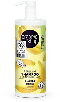 Organic Shop Champú Refill 1L para Cabello Normal - Plátano y Jazmín
