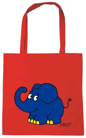 Logoshirt® Die Sendung mit der Maus Baumwolltasche 38x42 cm | blauer-Elefant-Motiv, lizenziertes Originaldesign, bedruckt, lange Henkel, ideal für Alltag und Einkauf