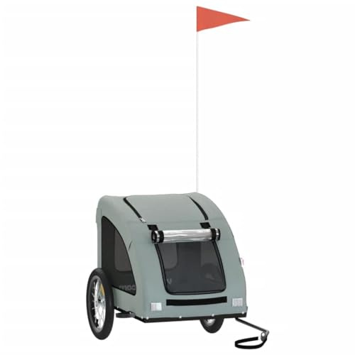 vidaXL Remolque de Bicicleta para Mascotas, Carrito para Perros Gatos, Remolque de Carga para Compra Camping, Hierro Tela Oxford Gris