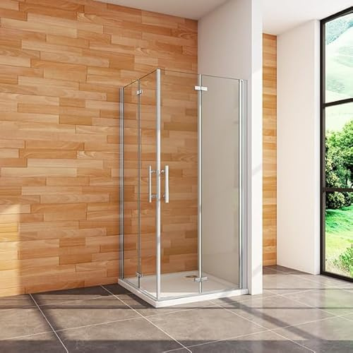 Aica Sanitär Eckeinstieg Duschkabine Dusche Duschwand Duschabtrennung Falttür H195cm,110x80cm