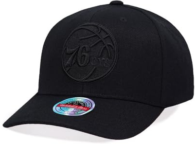 Mitchell & Ness Philadelphia 76ers Black On Black Logo Classic Red Snapback Cap