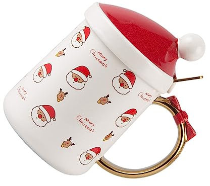 HEMOTON Weihnachts Tasse Mit Löffel Für Kaffee Becher Und Getränke Für Wasser Wein Saft Bier Und Frühstück Glatte Ränder Für Für Weihnachtsfeiern Und Haushalt