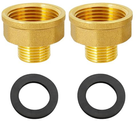 Riduttore Da G1/2 a G1 ottone,2PCS Prolunga di riduzione G1/2” esterno (Ø20,3 mm) x G1 interno (Ø30,5 mm),Prolunga di riduzione Nipplo di riduzione femmina/maschio con guarnizione in gomma