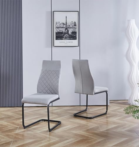 Hallowood Furniture Cullompton Dining Chairs Set of 2 in Light Grey Fabric