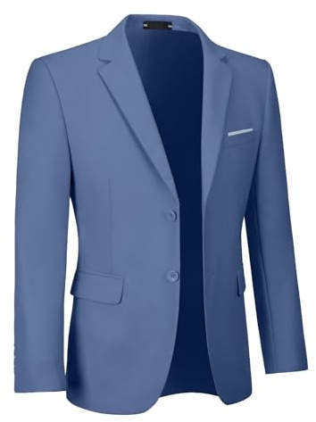 Men's Suit Jacket Blazer Casual Solid Slim Fit Party Sport Coats Blazers Single Breasted Mens Tuxedos Jackets Denim Blue Large