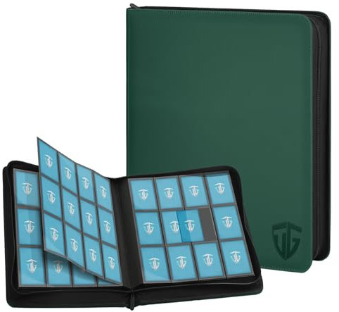 TCGUARD Album de Cartes à Collectionner 12 Compartiments, Pour 720 Cartes, Poches de Chargement Latérales Sécurisées, Classeur pour Cartes de Collection Compatible avec YuGiOh, MLB, MTG, Vert Foncé