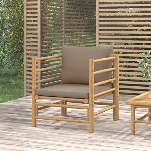 Rantry Casa Gartensofa mit Kissen Taupe aus Bambus, Sofas für den Außenbereich für den Garten, Sofa für Wohnzimmer, Garten, Terrasse, Gartenmöbel, Möbel
