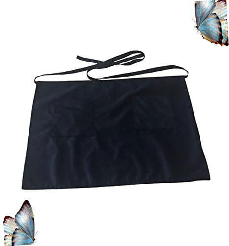 TOPBATHY Baumwollschürze Kurze Servierschürze mit Taschen Verstellbarem Taillenband und Bequemem Sitz für Kellner Café und Küche