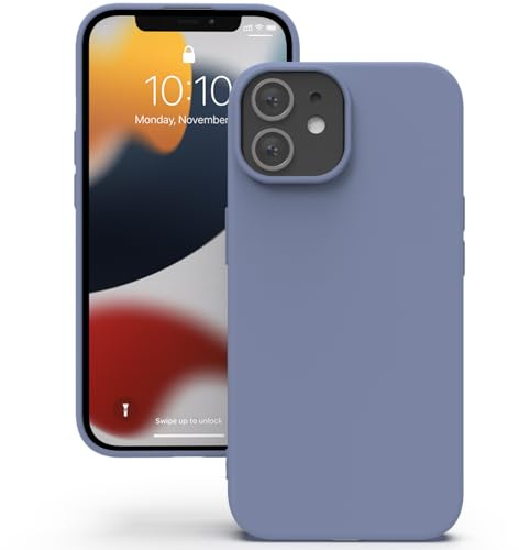 YATWIN Hülle für iPhone 12 / iPhone 12 Pro, Silikon Handyhülle mit Futter, 1mm Kamera und Displayschutz, Dünn & Leicht, Anti Kratzer Case, Lavendelgrau