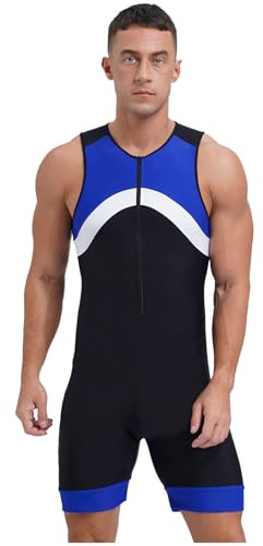 Vxuxlje Herren Ärmellose Sportbody Eng Jumpsuit Mit Reißverschluss Badeanzug Kurz Schwimmanzug UV Schutz Bademoede