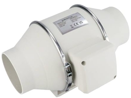 Anesty 4 inch Inline Extractor Fan with Timer, 220m³/h 35W In line Bathroom Extractor Fan 100 mm Duct Ventilation Exhaust System fit Shower Kitchen
