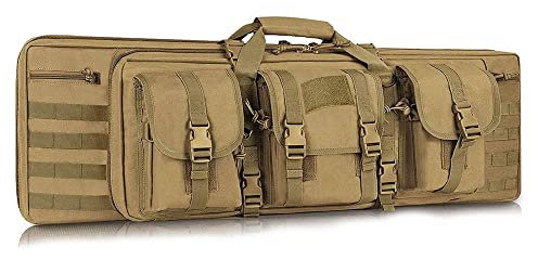 ANSNOW Gewehrkoffer, Gewehrkoffer, Taktischer Doppel-Langgewehr-Pistolenwaffenkoffer, Gewehrtasche, Gewehr- Unden-Weichkoffer Für Gewehre, Jagdtasche + Gepolsterte Schulter Riemen/Braun/118 cm