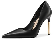 QUEEN HELENA Décolleté con Tacco a Spillo Scarpe a Punta Eleganti Donna K3455 (Nero Pu, Sistema Taglie Calzature EU, Adulto, Donna, Numero, Media, 38)