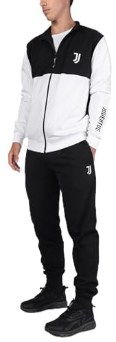 hermet Juventus, Tuta da Casa, Tuta Homewear in Cotone Garzato, Per Bambini e Ragazzi, Con Scritta Juventus Lato Cuore, Nero, 8/9 anni
