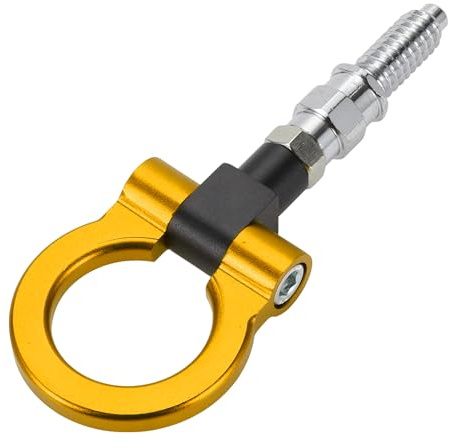 Hihaha Gancio di Traino/Gancio di Traino Anteriore Universale per Auto/Anello Gancio di Traino Rotante in Metallo Resistente 18.5cm 3mm 1 pezzo Giallo