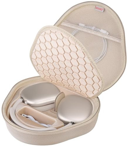 BOVKE Hard Headphone Carrying Case with Sleep Mode for Apple AirPods Max Wireless Over-Ear Headphones, AirPods Max Protective Portable Storage Bag with Mesh Pocket for Headphone Accessories, Starlight