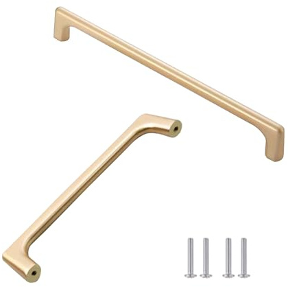 JIADEXIN 2 Stück Möbelgriffe Stangengriff Zinklegierung Türgriff Metall Gold Küchengriffe Schubladengriffe für Küche Kabinett Schrank Schlafzimmer Griffe（BA 96mm）