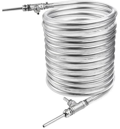 Wärmetauscher, Gegenstromkühler, Würzewärmetauscher Aus Edelstahl, 9,52 * 0,5 * 10 M Würzekühler Mit Schweißfreiem Schlauchanschluss Und PVC-Außenrohr Für Fußbodenheizung, Warmwasserbereitung(A)