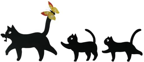 Zunishaone Katzen-Gartenstecker | Metall-Katzen-Silhouetten Gartenstecker | Set mit 3 Tier-Gartenkunst, wetterfeste Rasenstatuen für Hof, Terrasse, Rasen im Freien