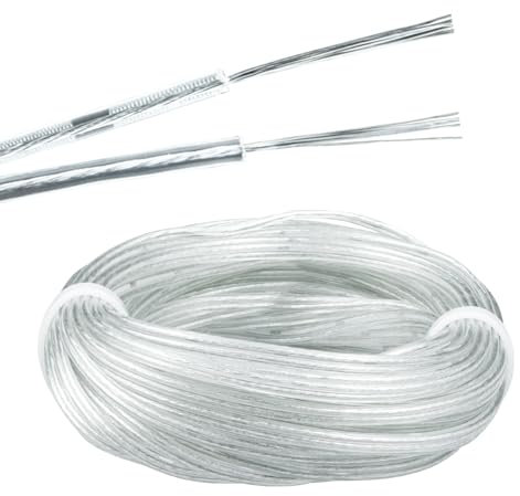 URCIANOW Câble transparent à 2 conducteurs de 10 mètres 28 AWG 0,7 A faible courant - Câble isolé en PVC hautement transparent sans gaine - Doux et durable - Convient pour les petites bandes