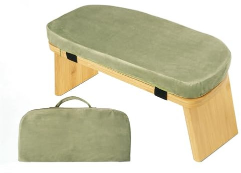 GSCLZ Faltbare Meditationsbank, ergonomischer Kniestuhl, Gebetsbank mit Kissen, ergonomischer Kniestuhl, bequemer Gebetssitz Zum Knien Sitzen(Green)