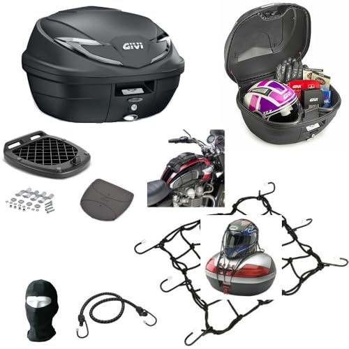 KOMPATIBEL MIT KYMCO Downtown 350 TCS TOPCASE FÜR HINTEREN GEPÄCKTRÄGER, Motorrad-Scooter B360 TECH 39LT+Platte+Netz/Spider FÜR 2 Jet-HELME-1 VOLLSTÄNDIGER/MODULARER Helm