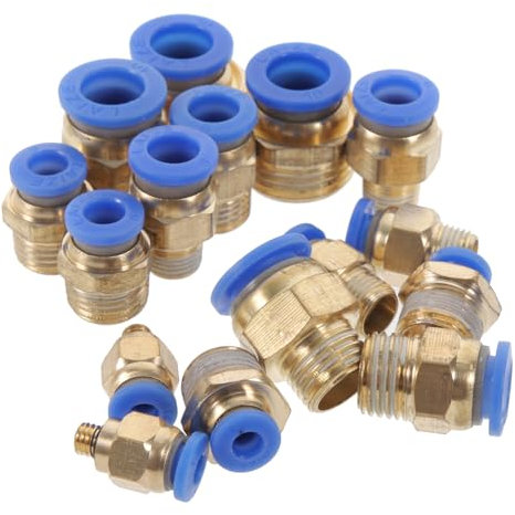 Luxshiny Set 16 Pezzi Raccordi Per Tubi Dell'aria in Plastica Connettori Rapidi a Crimpare Adattatori Maschio-maschio Per Compressori Utensili Pneumatici Riparazione Tubi Flessibili