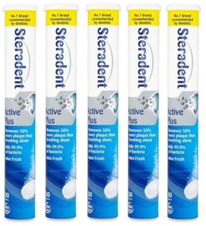 Active Plus Denture Cleaning Tablets 30 -Plaque Remover Daily Denture Cleaning Bundle Tablets - Pack of 5