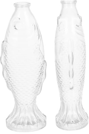 MUELODSIC 2pcs Fish Shaped Glass for Home Decor Embossed Decorative Bud for Centerpieces and Wedding Arrangements Glass Construction for Decoration