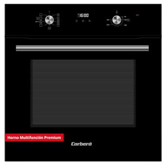 Corberó - Horno Multifunción Premium Airfry | CCHMT905N | 70L | Hidrólisis | 8 Programas | Guías Extraíbles | Mandos Push-Pull| Display táctil |3000W | Desconexión Automática | Cristal Negro