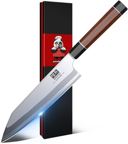 SHAN ZU 8 Inch Japanese Chef Knife, 9 Layers 10Cr15MoV High Carbon Steel Professional Kitchen Knife, Sharp Cooking Knife with Ergonomic Red Sandalwood Handle, Meat Cutting Sashimi Kiritsuke Knife