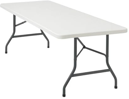Genérico Mesa Plegable de Jardín Blanca – 180x74x70 cm – HDPE y Acero Resistente – Portátil y Sin Montaje – Ideal para Exteriores, Terraza y Eventos - Mesa Plegable Blanca - Alta Resitencia