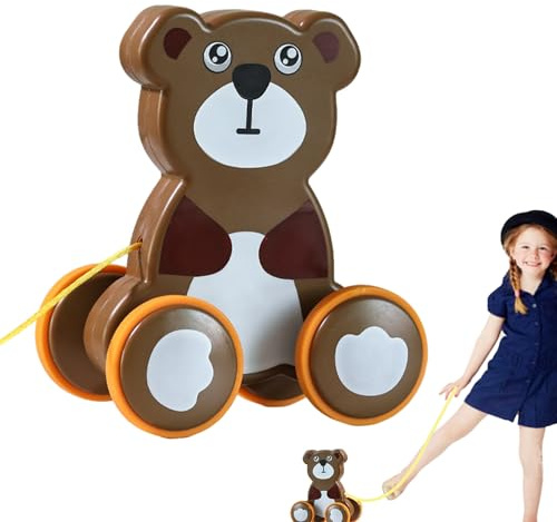 Giocattolo da tirare per 1 anno, giocattolo da traino – Divertente giocattolo con animali-push-pull | Ruote in, pneumatici silenziosi da trasportare, giocattolo interattivo, educazione e