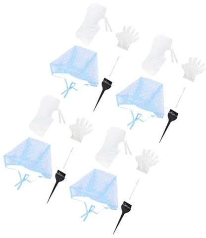 MERRYHAPY 4sets Disposable Hair Highlight Cap Kit Hook and Brush Including Glove and Cape for Home Salon Hair Dyeing and Highlighting
