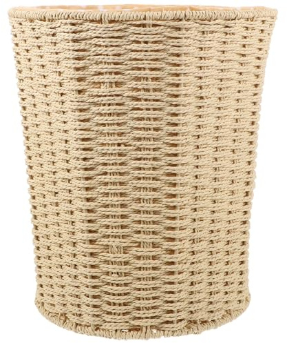 Homoyoyo Cesto de Basura de Ratán Tejido Versátil Cesta de Almacenamiento para Cocina y Dormitorio Cubo de Basura de Mimbre Beige Forro Interior Adecuado para Organización del Hogar y