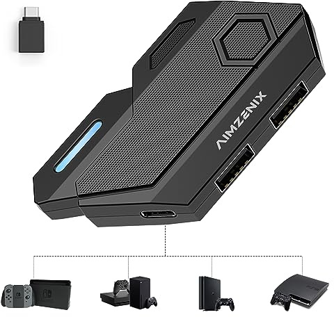 Tastatur und Maus Adapter für Nintendo Switch, Xbox Serie/Xbox One/Xbox 360, PS4/PS3, Switch Tastatur Mauskonverter Unterstützt benutzerdefinierte Tastenbelegung, einstellbare Mausempfindlichkei